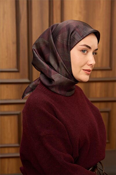 Silk Home Bordo Yaprak Desen Tivil Dokuma Saf İpek Eşarp-11488-25-KVS0916
