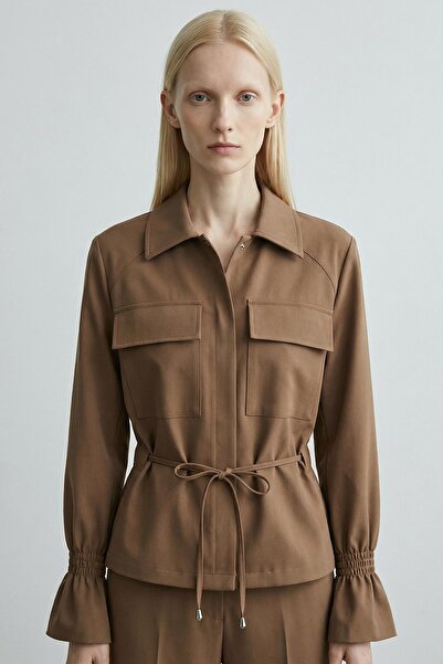 Rays 251856 Buttoned Jacket with Elastic Sleeves Dark Mink