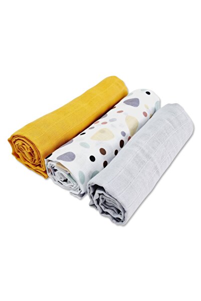 Kidizi Комплект от 3 меки муселинови одеяла 78x78 см Камъни, 100% памук