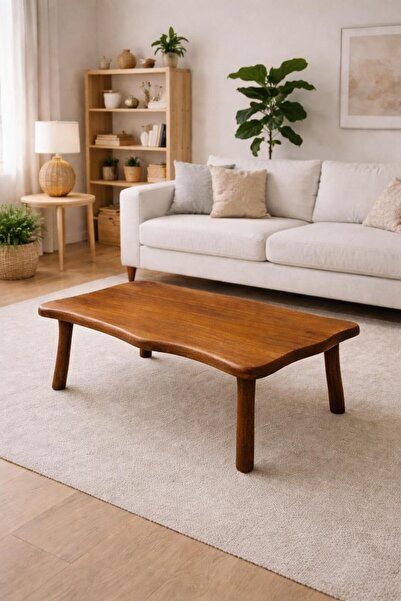 menalART Ağaç Tasarım Doğal Ağaç Ceviz Serisi Orta Sehpa El Yapımı Ahşap El Y...