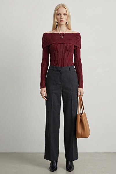 Rays 2324 Boat Neck Long Sleeve Sweater Claret Red