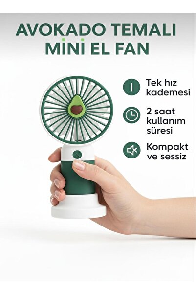 KTR TECH Şarjlı Mini Taşınabilir Sessiz El Ve Masa Fanı – Meyve Temalı Yeşil ...