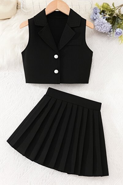 shop Ținuta țesută pentru fete, 2 piese, cu închidere cu capse, poate fi purt...