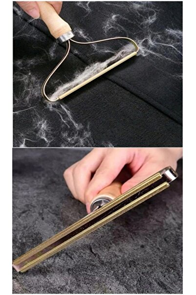 Ahşap Saplı Metal Tüy Toplayıcı & Halı ve Koltuk Üstü Evcil Hayvan Tüy Temizleme Aparatı