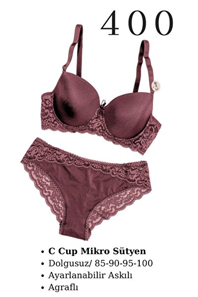 CHARM طقم ملابس داخلية نسائية من تيلسم مقاس C مع حمالة صدر صغيرة