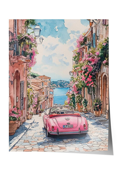 Zestia Πολυτελής αφίσα με ροζ κλασικό διακοσμητικό σαλόνι αυτοκινήτων στην ιτ...