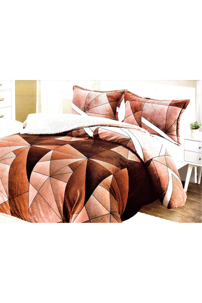 FIONNA.RO Cocolino Throw with Fur - Abstract Brown