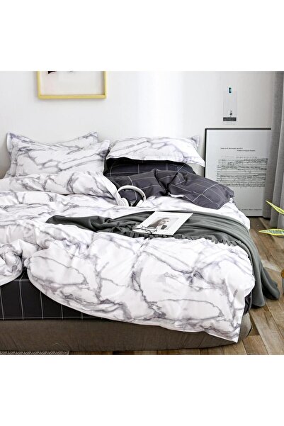 CumparaMisim Double bed linen with Stretchy, satin Cotton , Grey, marble