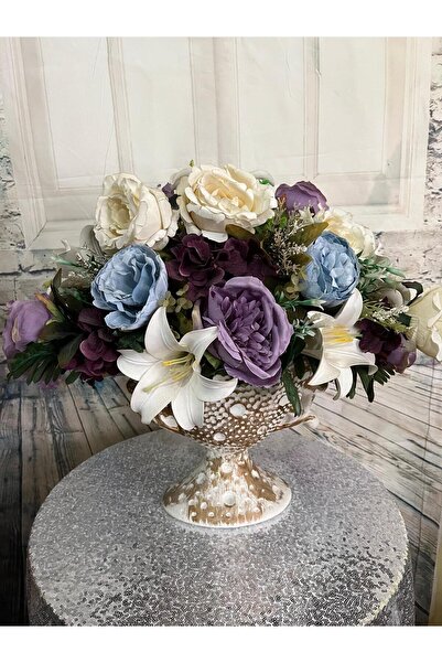 YYESSHediyelik Vazolu Yapay Çiçek Aranjmanı İsteme Nişan Çiçeği