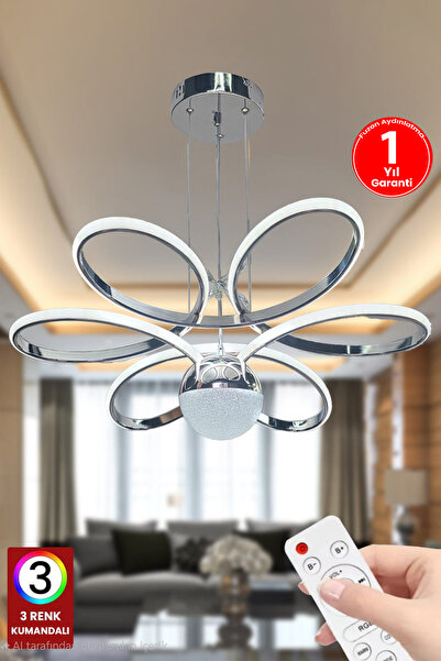 Empressco 3 Renk Toplu Kumandalı Led Avize, Şık ve Modern Salon Aydınlatması