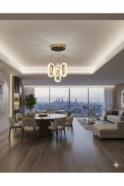 icon line Avize Alfa Led 4’lü Gold Modern Salon Oturma Odası