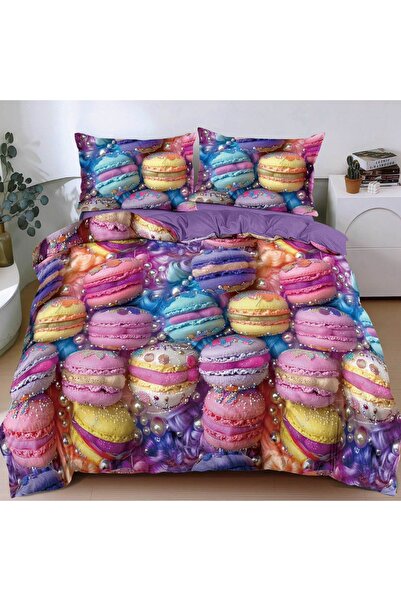 CumparaMisim Lenjerie pat dublu cu Elastic, bumbac satinat, Roz, Multicolor, ...