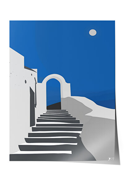 Zestia Premium Poster Mediterranean Ladders and White Architecture Minimal Co...