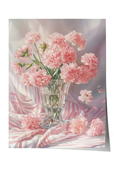 Zestia Premium αφίσα με ροζ λουλούδια σε βάζο Κομψή ρομαντική διακοσμητική σύ...