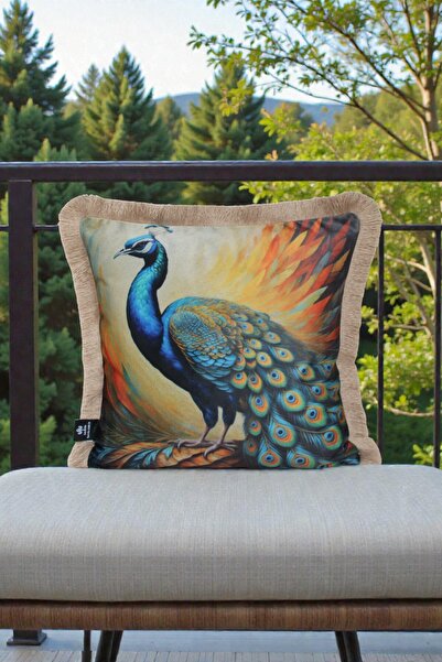 Pillowcase 45x45 cm Babyface Fabric Double Sided Light Beige Tassel Digital Printing