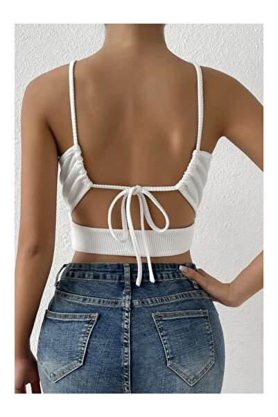 WEARTEX Sırt Detaylı Saç Örgülü %100 Pamuk Crop
