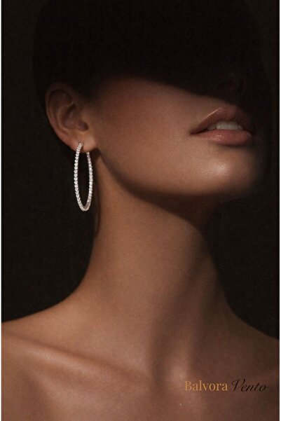 BALVORA VENTO KADIN ÇELİK TAŞLI HALKA KÜPE RENK ATMAZ