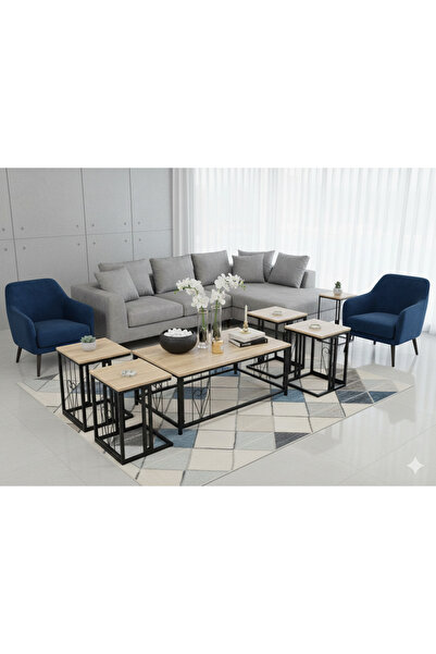 SADANHOME 5-piece set - Modern coffee table | Large table 110*60*46 cm and 4 ...