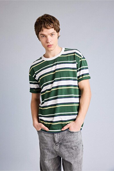 DeFacto 100% Cotton Boxy Fit Printed T-Shirt F8667Ax26Sp