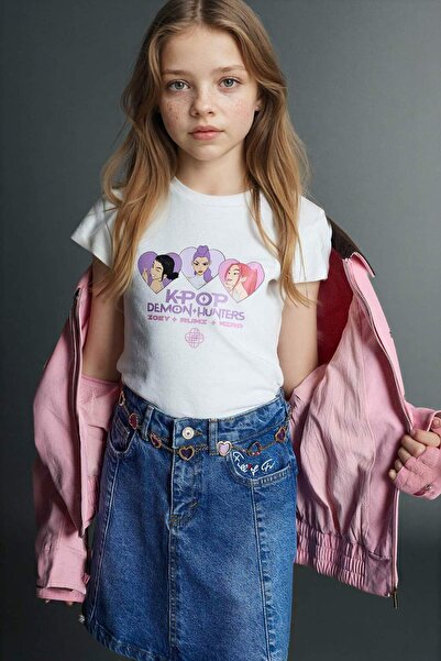 DeFacto К-поп ловци на демони Рибана тениска за момичета H3843A826SM