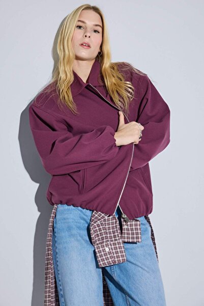 DeFacto Jacket Collar Taffeta Zippered Bomber Jacket G4822Ax25Wn