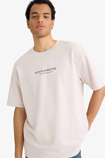 DeFacto Breathable Boxy Fit Printed T-Shirt F8097Ax26Sp