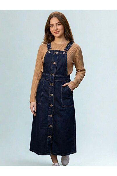 Giyinse Pera Girl's Denim Gilet Navy Blue - Hijab Dress