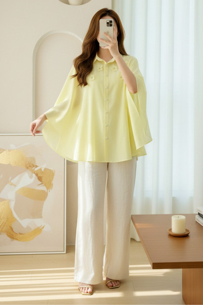 MissRunin önü çiçek Detaylı Beli Bağcıklı Düğmeli Panço