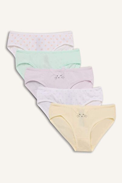 DeFacto Patterned 5-Piece Slip Panties for Girls F8587A825Au