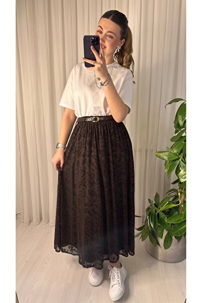 Miralya Studio Flok baskı tül etek