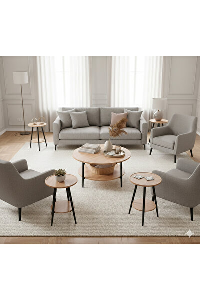 SADANHOME 5-piece set - Modern coffee table | Large table 80*80*45 cm and 4 s...