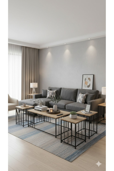 SADANHOME 5-piece set - Modern coffee table | Large table 110*60*45 cm and 4 ...