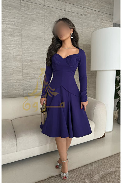 Mazoon Fashion Royal Navy Blue Midi Dress