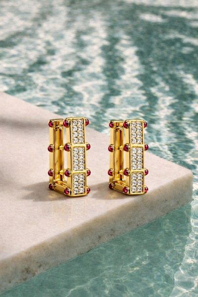 BALVORA VENTO Women's Xuping Stone-Set Rectangular Earrings Do Not Fade