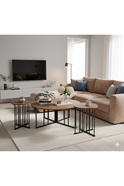 SADANHOME 5-piece set - Modern coffee table | Large table 80*80*45 cm and 4 s...