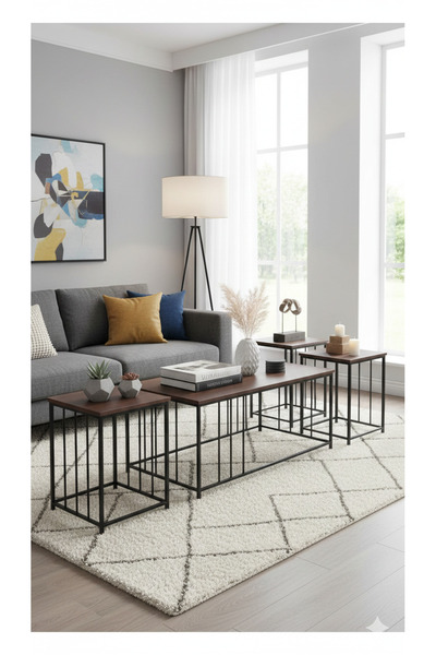 SADANHOME 5-piece set - Modern coffee table | Large table 110*60*45 cm and 4 ...