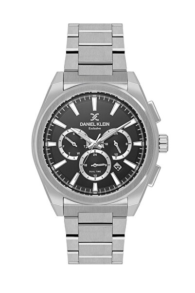 Daniel Klein Black Dial Silver Color Band 44 mm Inner Indicators Active Men's...