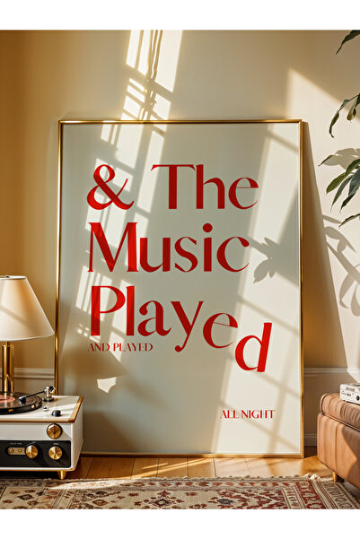 fuart.co The Music Kırmızı Poster, Modern Poster, Müzik Poster, Çerçevesiz Po...