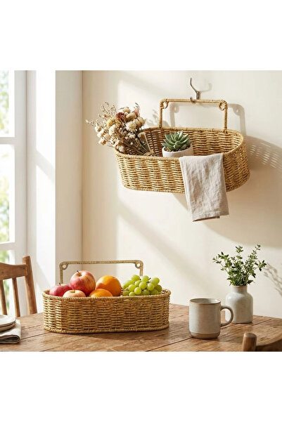 CT STONES Mey Import ® Organizator din plastic rattan cu 2 rafturi pentru a...