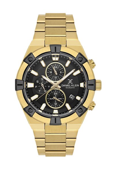 Daniel Klein Dial Black Band Gold Color 45 mm Inner Indicators Active Men's W...
