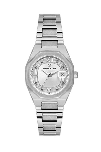 Daniel Klein Silver color women's wristwatch and bracelet set with gift packa...