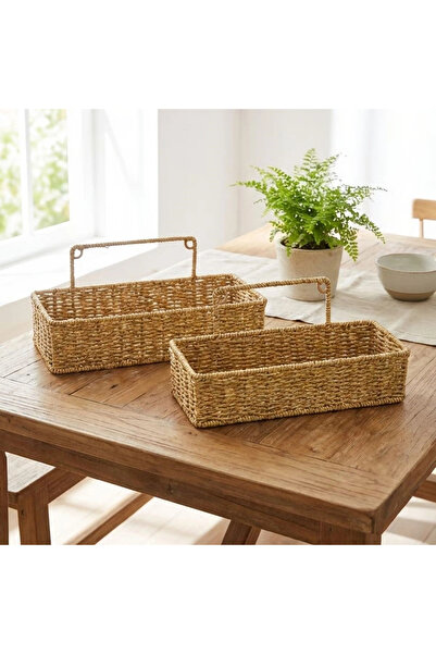 CT STONES Mey Import ® Organizator din plastic rattan cu 2 rafturi pentru a...