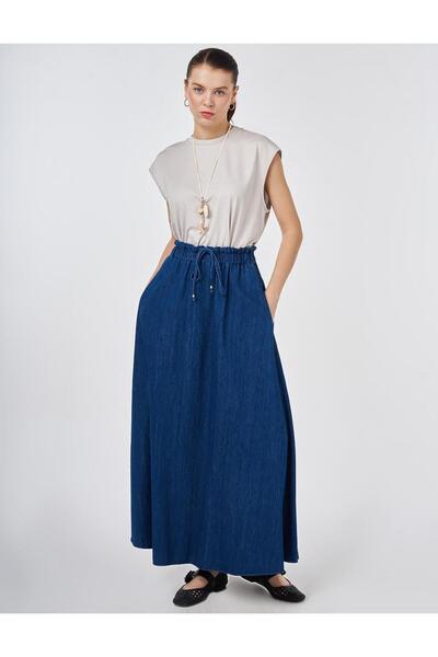 KYR Washable A-Line Denim Skirt Indigo