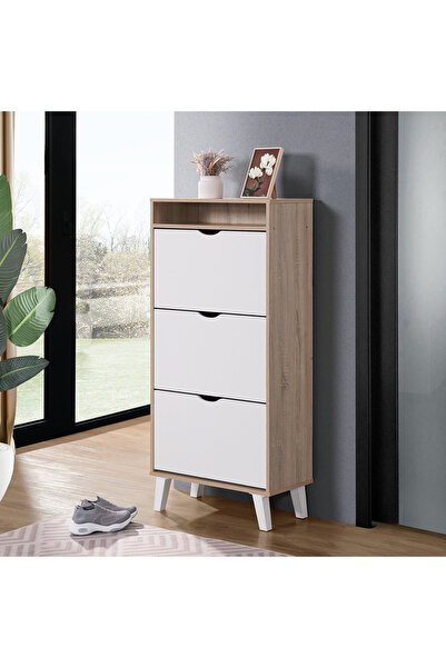 Generic خزانة أحذية Alford Albany، 18 زوجًا، 3 طبقات، مع رف مفتوح