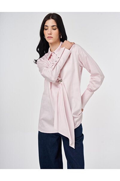 Kayra 100% Cotton Tunic with Metal Accessories Powder