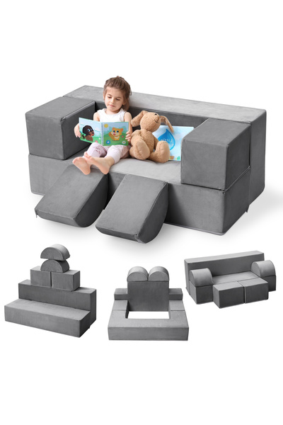 Garvee Toddler Kids Convertible Foam Play Couch-Soft Sofa Set with Detachable...