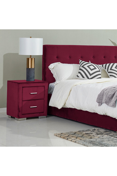 Generic Taylor Upholstered Nightstand with Tempered Glass