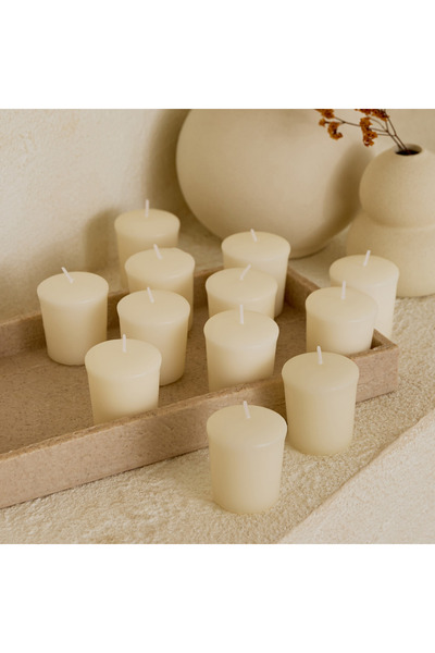 Home Box مجموعة شموع لونا النذرية غير المعطرة، 12 قطعة - 8 ساعات