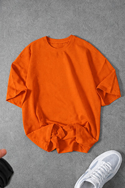 Revasser Unisex Men'S/Women's Plain Unprinted Oversize Crew Neck Combed Cotto...