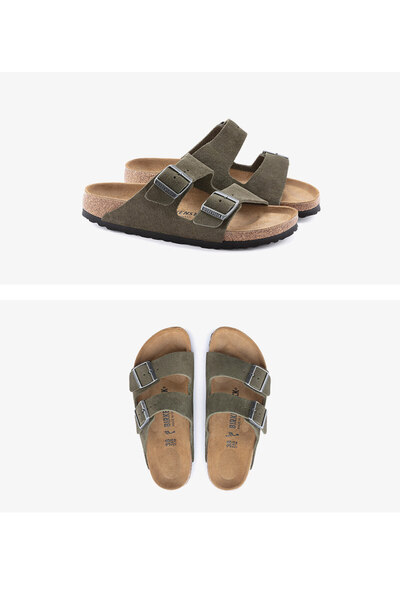 Generic BIRKENSTOCK men's and women's leather suede slip-on Arizona double-bu...